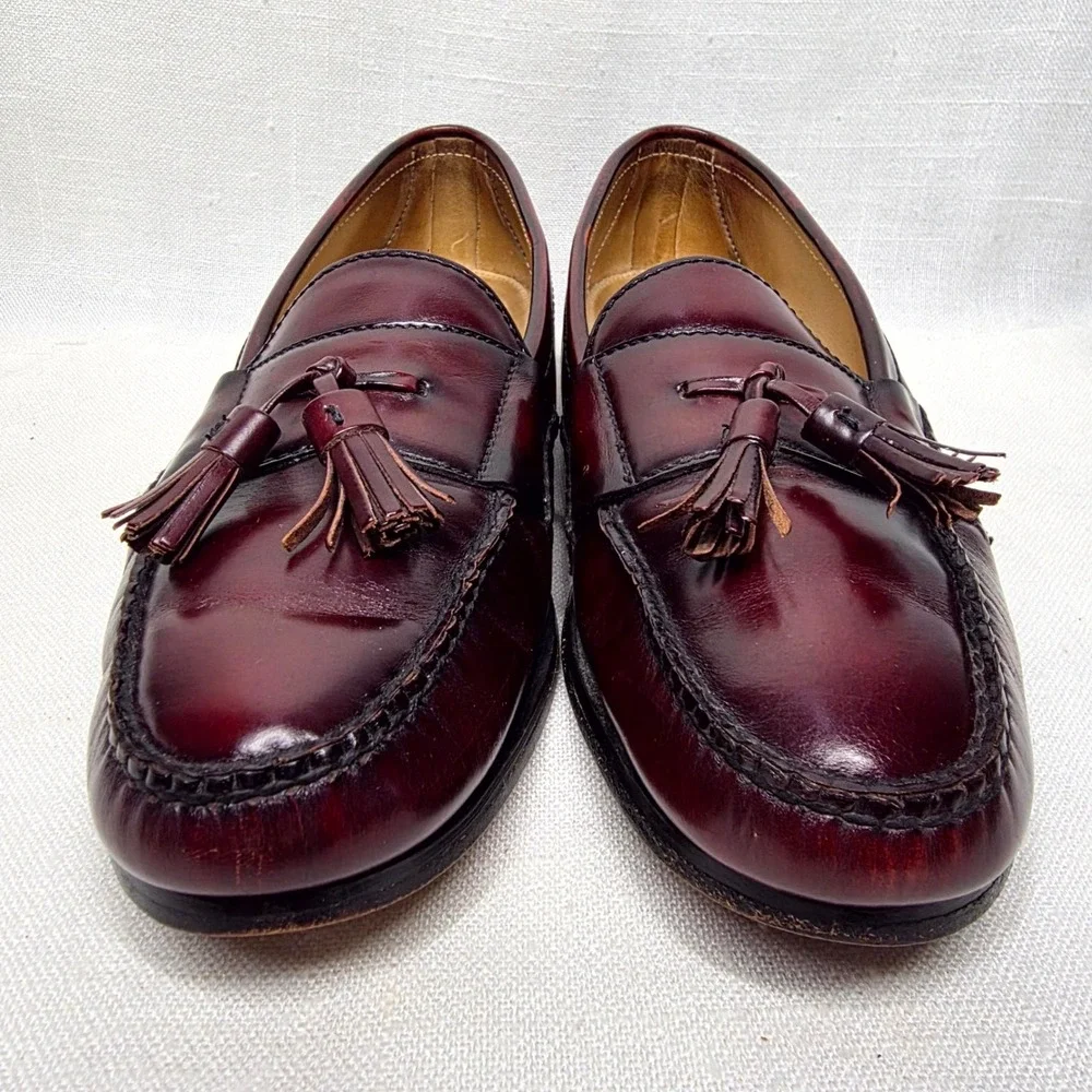 Cole Haan Tassel Loafers Mens 11 B Burgundy Leather Dress Shoes Business‎ Casual